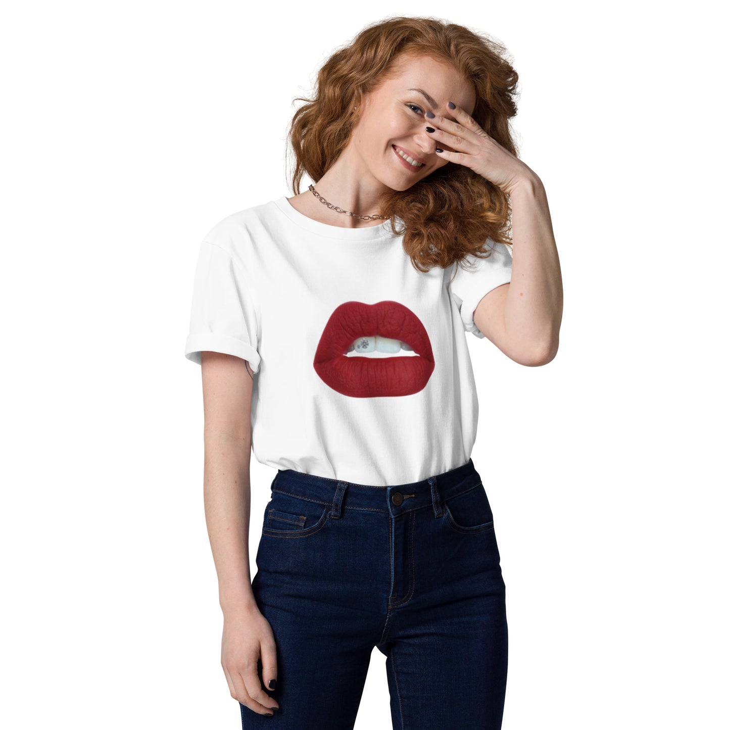 Red lips organic cotton t-shirt PREMIUM