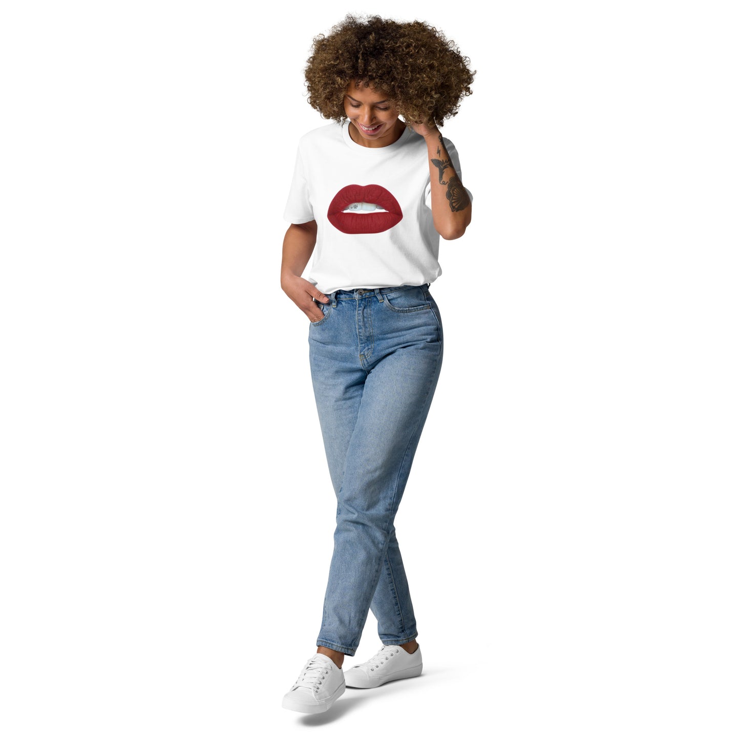 Red lips organic cotton t-shirt PREMIUM