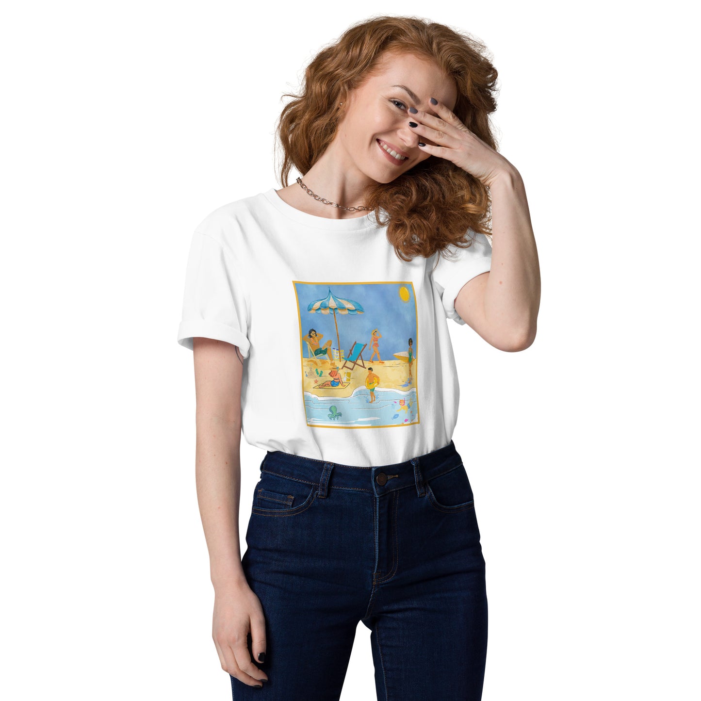 Beach Drawing Unisex Organic Cotton T-shirt PREMIUM